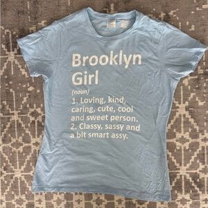 Brooklyn Girl Light Blue Graphic Tee - women’s large